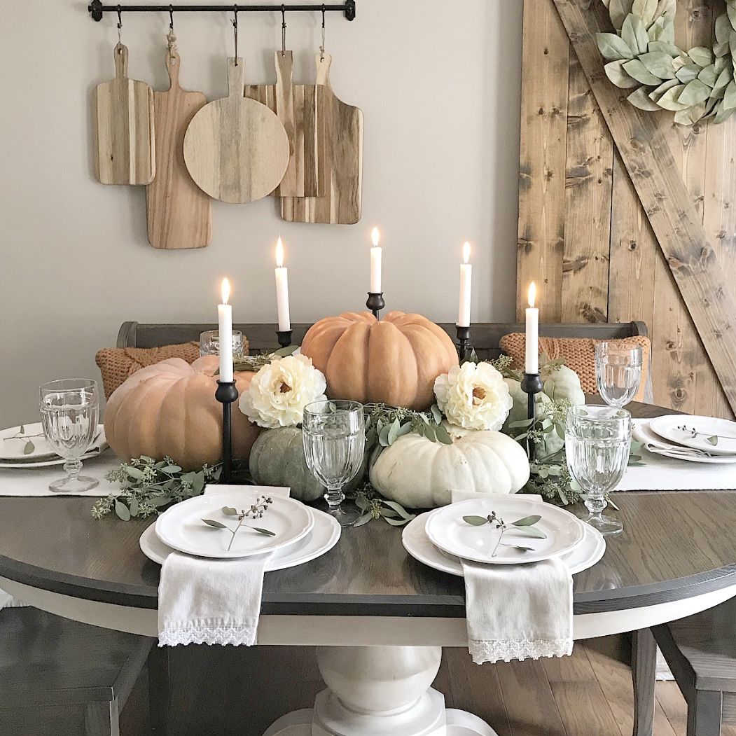 pumpkins on table