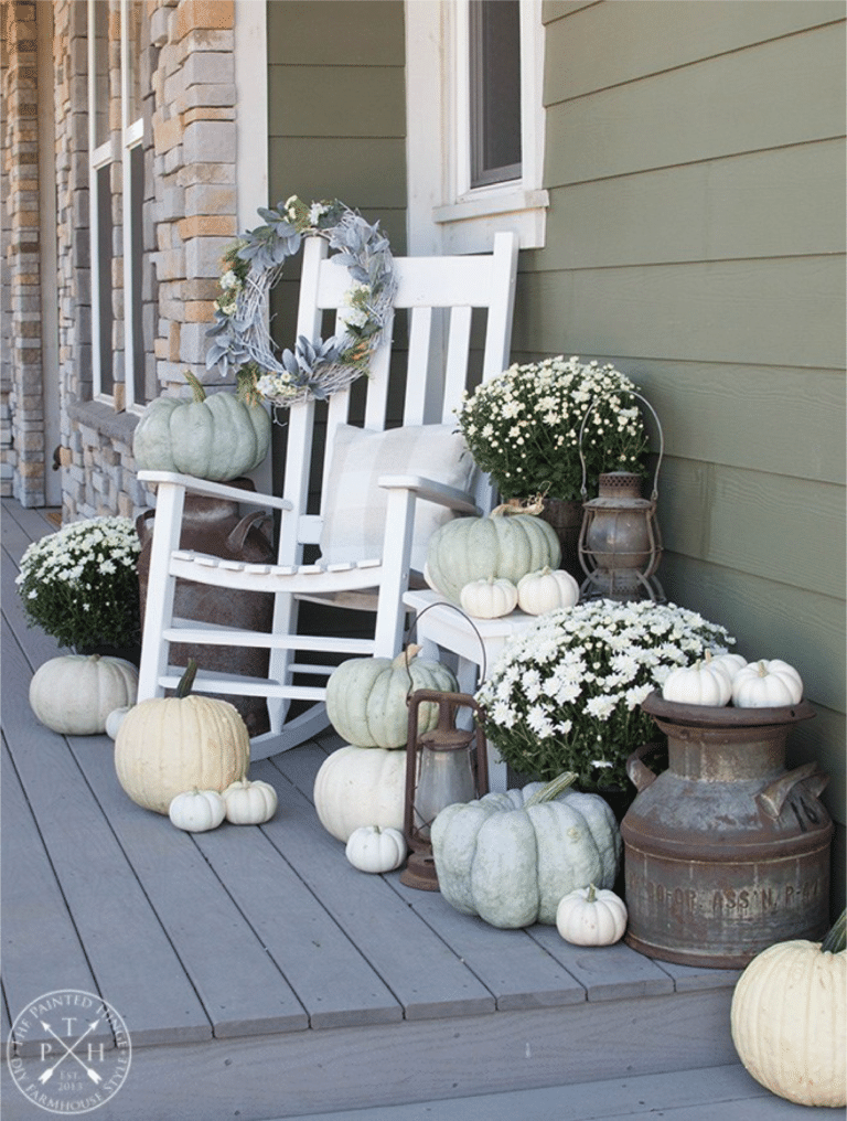 sage fall decor porch